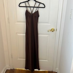 Zara Brown Midi  Satin Dress